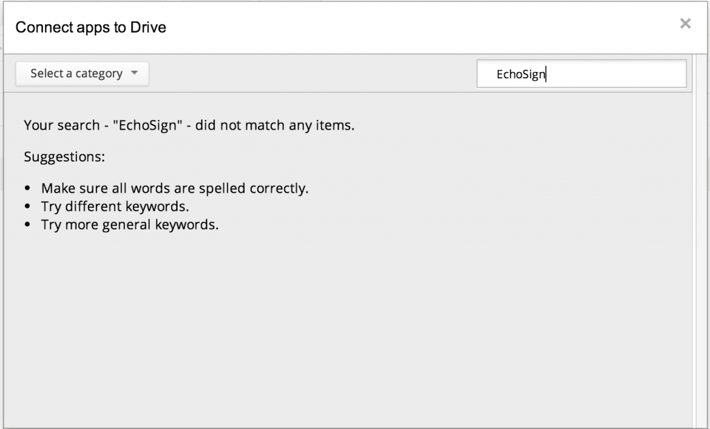 EchoSign null screen for search