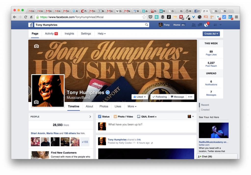 Screenshot of DJ Tony Humphries Official Verified Facebook Page