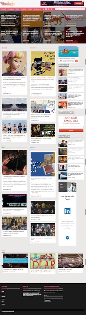 Screenshot of Bookstr.com New WordPress Home Page