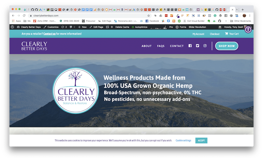 Clearly Better Days CBD Oil Ecommerce Homepage Screenshot